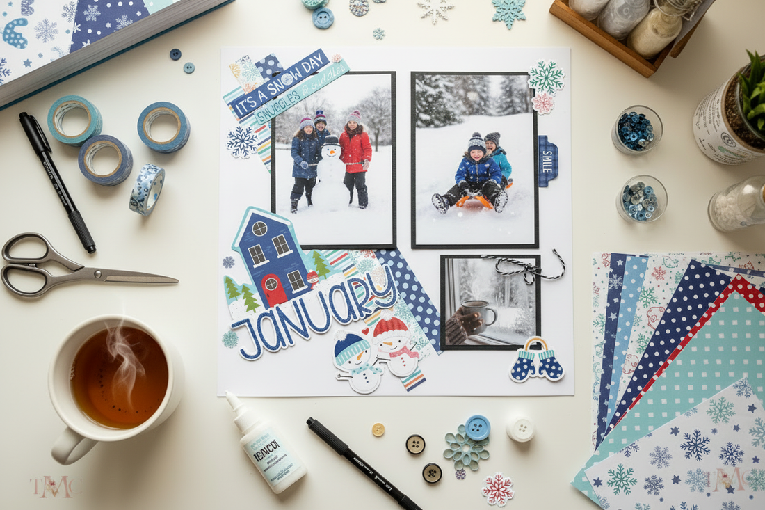 January Scrapbook Kit Layout Ideas