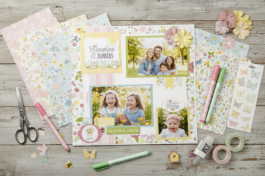 May Scrapbook Layout Ideas Using One Kit | Spring & Mother’s Day Pages